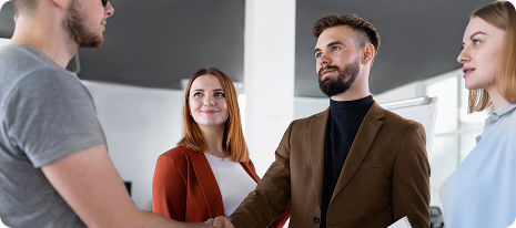 group young people work