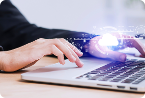 woman working on laptop mobile