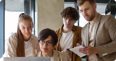colleagues working cozy office front view