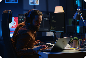 developer working mobile